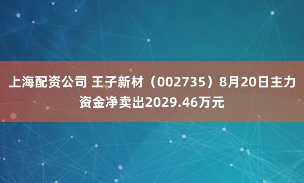 上海配资公司 王子新材（002735）8月20日主力资金净卖出2029.46万元